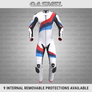 BMW S1000RR White motorcycle suit, M1000R motorcycle suit, Motorbike racing suit, Biker Leather Suit, Motorcycle Cowhide & Kangaroo Leather