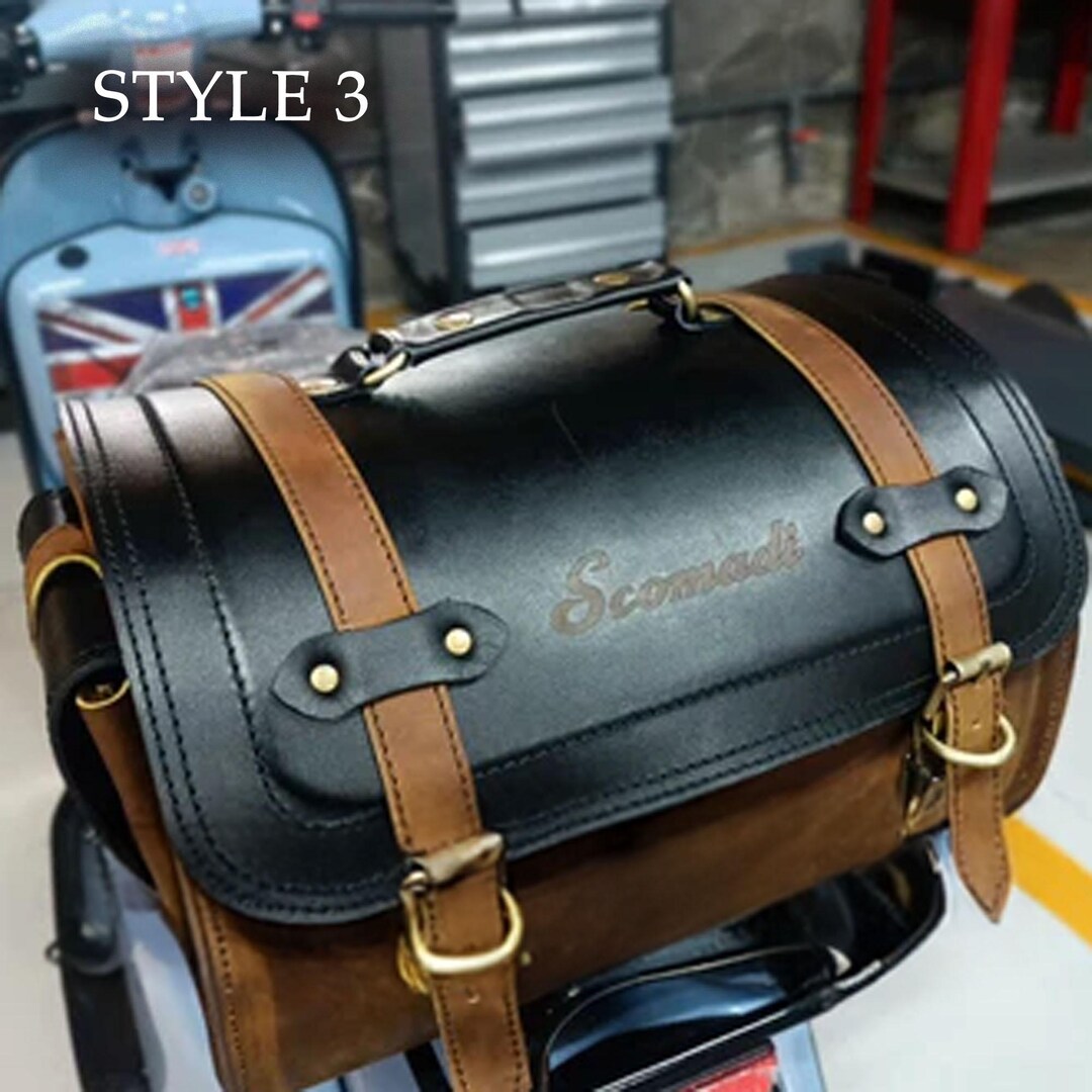 Cartoon Moped Back Rack Genuine Leather Scooter Rear Rack Bag With Straps - Etsy
