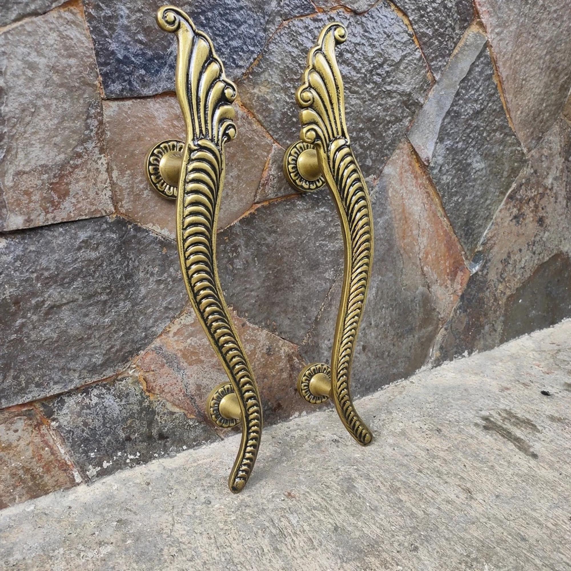 Poignées de porte en fer forgé COQ 330x36 cylindre saillie rehaussée