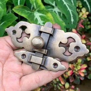 Antique Brass Slide Bolt Lock 4.3&quot; | Vintage Door Latch for Cabinets, Windows & Furniture, Rustic Hardware Grendel