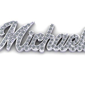 Custom Pendant - Diamond Name Plate Pendant - Can be made with Any Diamond Shapes, Any Size and in Natural or Lab Grown Diamond