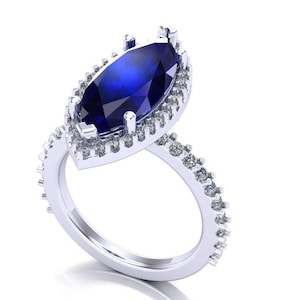 Custom Engagement Ring - Marquise Diamond Engagement Ring - Can be made with Any Diamond Shape, Any Size and in Natural or Lab Grown Diamond