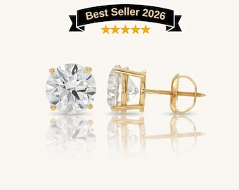 14K Gold Labor gewachsene Diamant Ohrstecker - IGI Zertifizierter Schraubverschluss