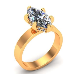 Custom Engagement Ring - Marquise Diamond Engagement Ring - Can be made with Any Diamond Shapes, Size and in Natural or Lab Grown Diamond