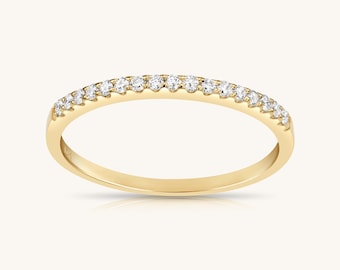 Diamond Half Eternity Ring in 14k Gold | Thin Diamond Band | Wedding Ring | 17 Stone Setting | Stackable Ring | Gift For Her