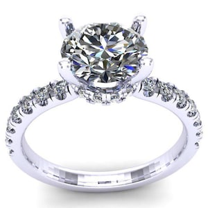 Custom Engagement Ring - Round Diamond Engagement Ring - Can be made with Any Diamond Shape, Any Size and in Natural or Lab Grown Diamond