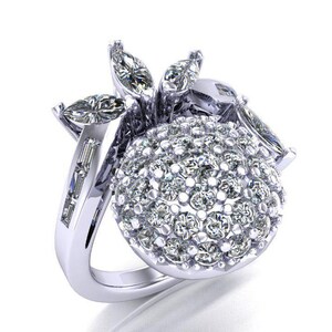 Custom Ring - Flower Diamond Ring - Can be made with Any Diamond Shapes, Any Size and in Natural or Lab Grown Diamond