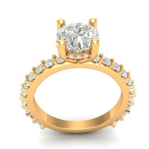 Custom Engagement Ring - Round Diamond Engagement Ring - Can be made with Any Diamond Shapes, Any Size and in Natural or Lab Grown Diamond