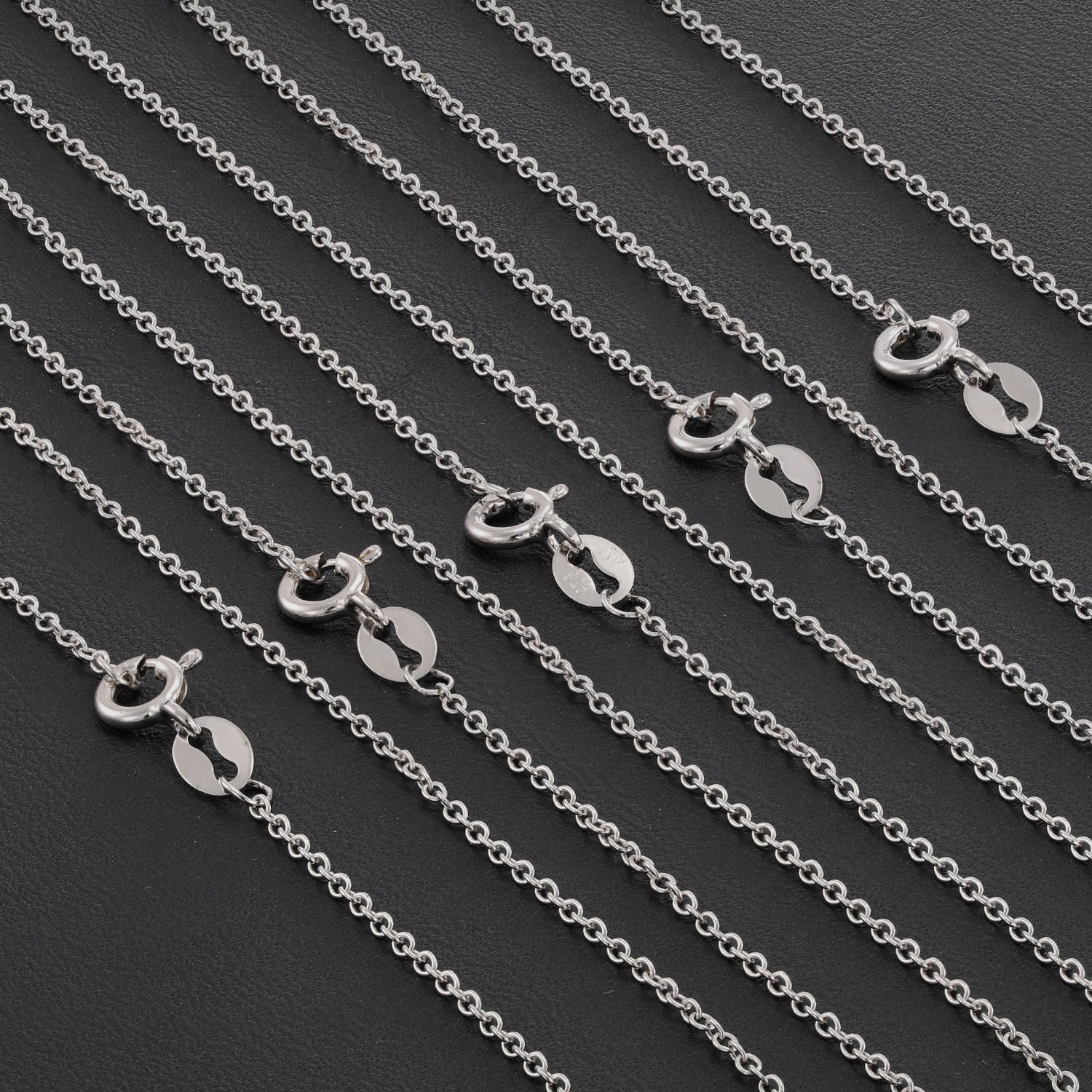 Solid Silver Cable Chain With Spring Lock 18 Inch Length .925 Pendant ...