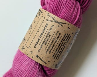 Kenyarn hand-dyed sock yarn in one-of-a-kind bright pink