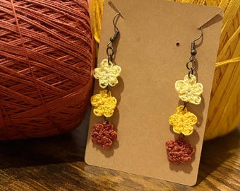 Crocheted Flower Chain Earring