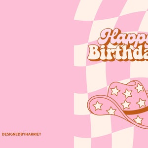 Carte d'anniversaire disco cow-girl