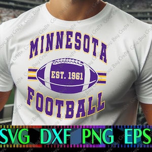 Diseño de fútbol americano de Minnesota en formato SVG, PNG, EPS y DXF. Descarga gratuita, imprimible, vectorial editable, apto para láser, sublimación y corte.