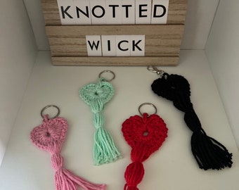 Heart and Tassle Keychain | Crochet Keychain