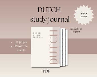 Dutch study journal 21-page PDF, language learning notebook, pdf/iPad template