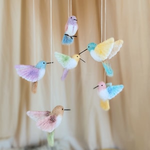 Rainbow hummingbirds, Nature baby mobile, Birds decorations, Bird baby shower, Baby nursery mobile, Nursery mobile bird, Rainbow baby mobile