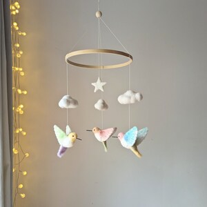 Rainbow baby mobile, Clouds baby mobile, Hummingbirds mobile, Bird baby mobile, Birds baby mobile,  Cloud nursery mobile