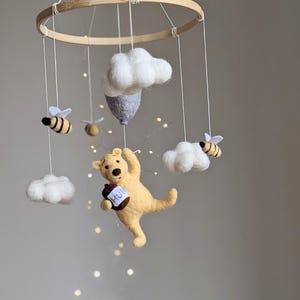 Classic Pooh Nursery, Fairytale mobile,  Baby crib cot mobile, Pooh bear mobile, Winnie the Pooh mobile, Imaginative mobiles, Pooh nursery