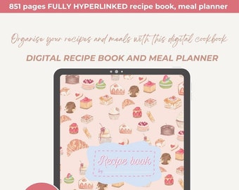 Digital recipe book - Meal Planner for goodnotes and notability, printable, Digital Cookbook, Recipe journal, grocery list, recipe template