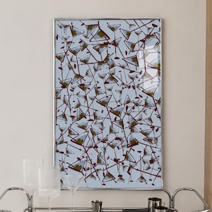 Dirty Olive Martini Kitchen Print, Minimal Abstract Blue Ruby Kitchen Wall Art, Hand Drawn Mid Century Modern Bar Cart Decor Cocktail Poster