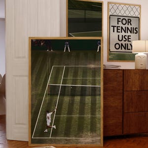 3 carteles de tenis vintage, impresión de cancha de tenis, arte mural fotográfico de tenis, cita de tenis, regalo de tenista, póster deportivo, Roger Federer