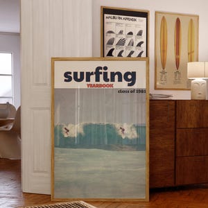 Set 4 Retro Surf Magazine, póster de verano de surfista, impresión de revista de surfista vintage, impresión de olas, póster de surf, vaquera costera, surf de California