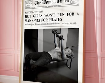 Trendy krantenposter, Merilyn Monroe-trainingsfoto, pilates-poster, fitnessesthetiek, New York News, print van een oude Hollywood-beroemdheid