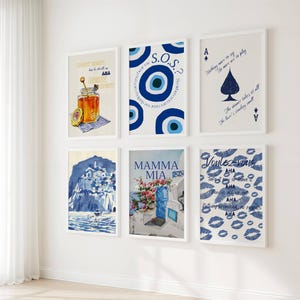 6 affiches inspirées de Mamma Mia, impression disco musicale, affiche Grèce Mykonos, impression carte as, cow-girl côtière, esthétique petite-fille côtière