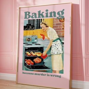 7 60s Retro woman Kitchen Print, Funny quote Poster, Retro Cooking Print, Kitchen Wall Art, vintage Happy Housewife Poster, cooking print