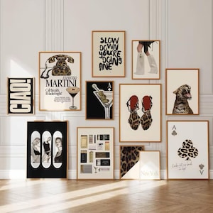 12 Trendy Girly Brown Leopard Gallery, Stockholm aesthetic cheetah poster, Fashion Heels print, Espresso Martini print, Skateboard wall art
