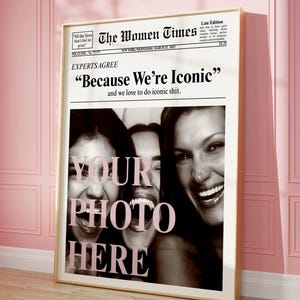 Custom Newspaper print, Personalized Best Friend Poster, Girl Dorm room Decor, They were Roommates WallArt, New York News Customizable print