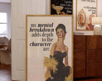 Conjunto de pôsteres retrô femininos: Arte de parede feminista com citação divertida, pôster vintage de dona de casa, estilo pin-up dos anos 60 e 70, decoração feminina para quarto de estudante - Download digital