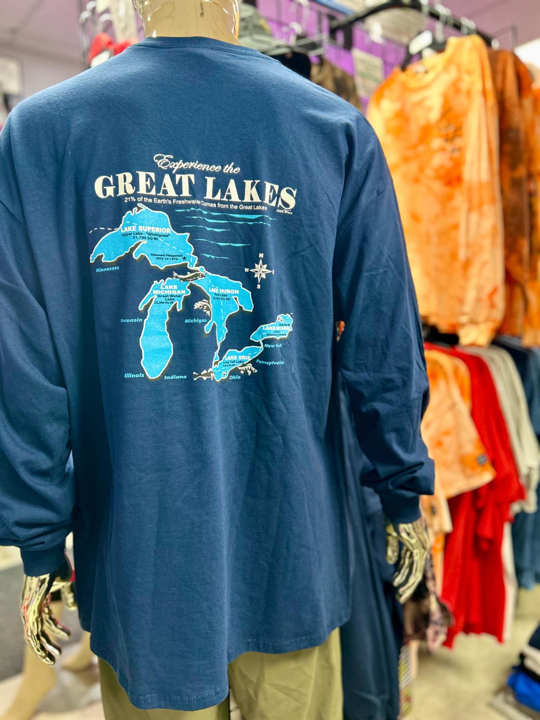 Great Lakes Long Sleeve T Shirt, Lake Life Shirt, Jakewear Shirt, Lake ...