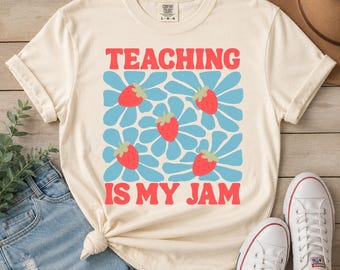 Teaching Is My Jam T-shirt | Floral Graphic Teacher Tee