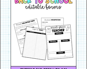 Editable Back to School Printable Forms
