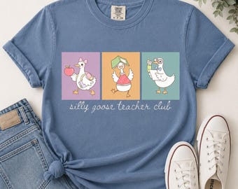 Silly Goose Teacher Club T-shirt | Cute Cartoon Geese, Teacher Shirt