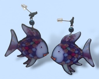 Boucles d'oreilles poisson arc-en-ciel