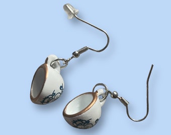 porcelain tea cup earrings