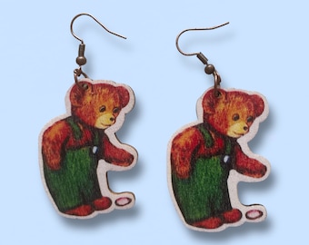 Corduroy Bear Earrings