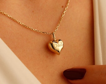 Gold Heart Cremation Urn Necklace, 14K Heart Necklaces, Heart Pendant For Pet Ashes, Gold Heart Necklace Gift, Gold Ash Holder Pendants