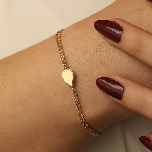 Minimale Tear Drop Armband, 14K 18K Gold Teardrop Crematie Urn Armband, Aangepaste Ash Holder Armband, Tear Drop Bangle, Memorial Armband