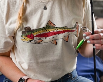 Cowboy Trout Unisex Comfort Colors garment-dyed heavyweight t-shirt; Cowboy Hat Fish Fisherman Gift Yallternative Country Western Fishing