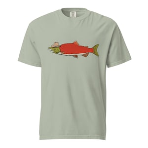 Cowboy Salmon Unisex Comfort Colors garment-dyed heavyweight t-shirt; Cowboy Hat Fish Fisherman Gift Yallternative Country Western Fishing