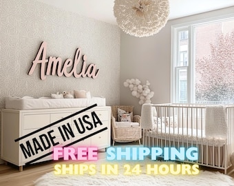 Painted or Stained Name Sign | Custom Baby Nursery Room Decor | Personalized Wood Letters | Kids Wall Art | Family Keepsake Gift