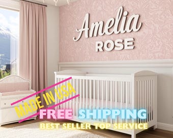 Personalized Name Sign | Custom Nursery Decor | Baby Name Wall Art | Wood Letters for Kids Room | Painted or Stained Option | Unique Gift