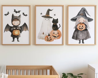 Halloween Nursery Prints Set, Spooky Kids Decor (Digital Download)