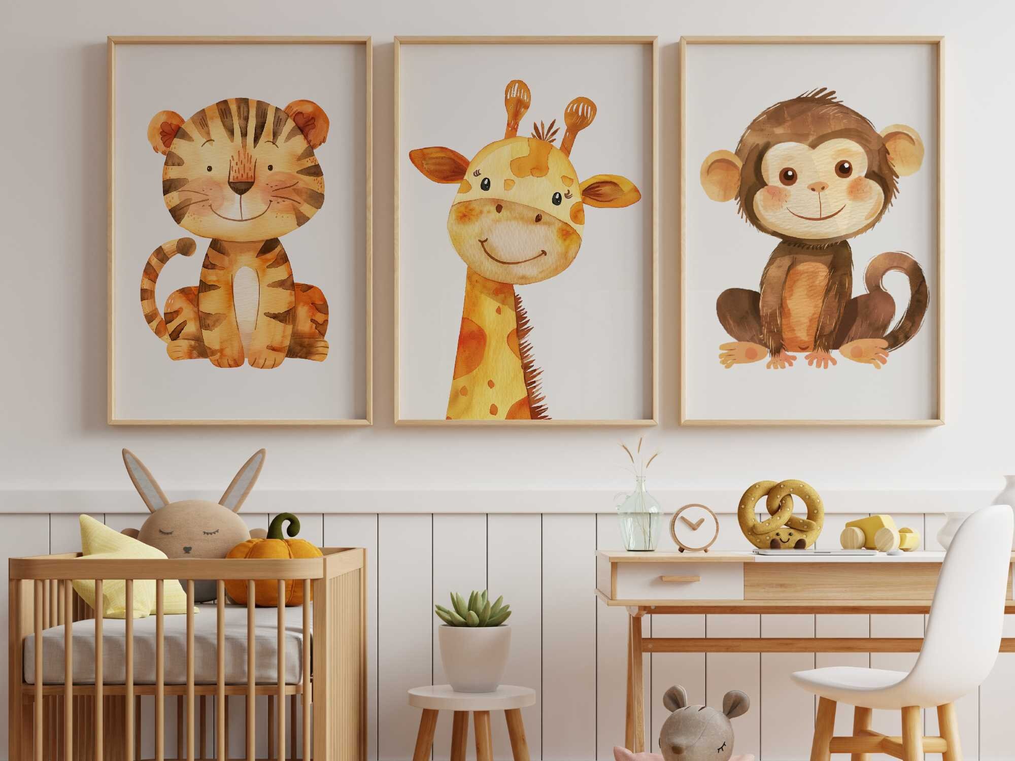 Safari Animal Nursery Prints Set, Boho Jungle Decor (digital Download ...