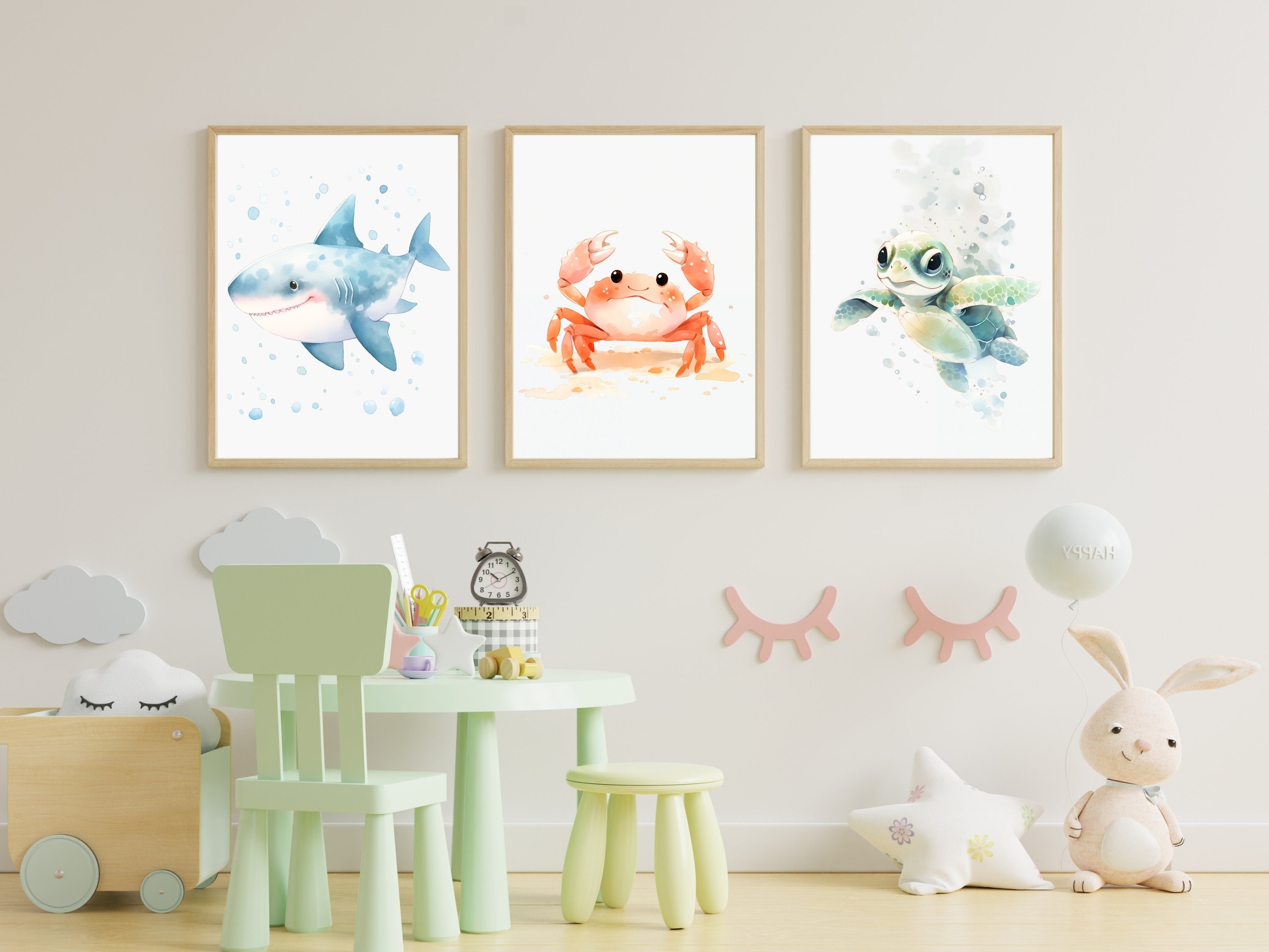 Ocean Animal Wall Art, Set of 6, Under the Sea, Baby Room Decor ...