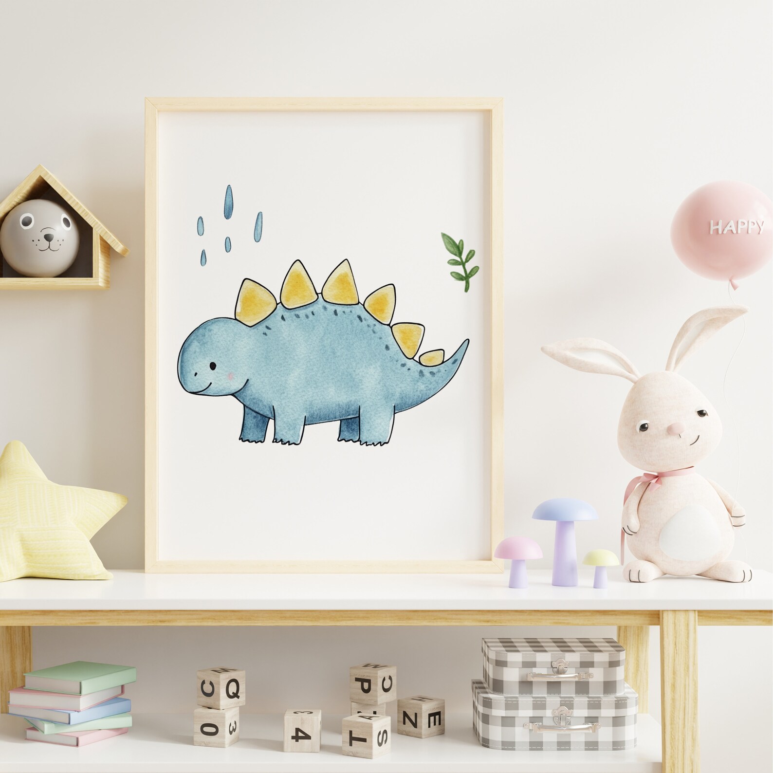 Dinosaur Nursery Wall Art Set of 3, Cute Watercolor Dinosaur Art ...
