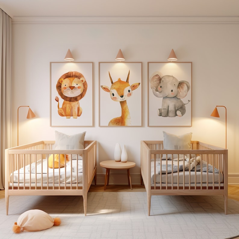 ForJoy Colorful Safari Animal Wall Art - Set Of 3 Kids' Nursery Decor Pictures (12x16 Inches) - View #8